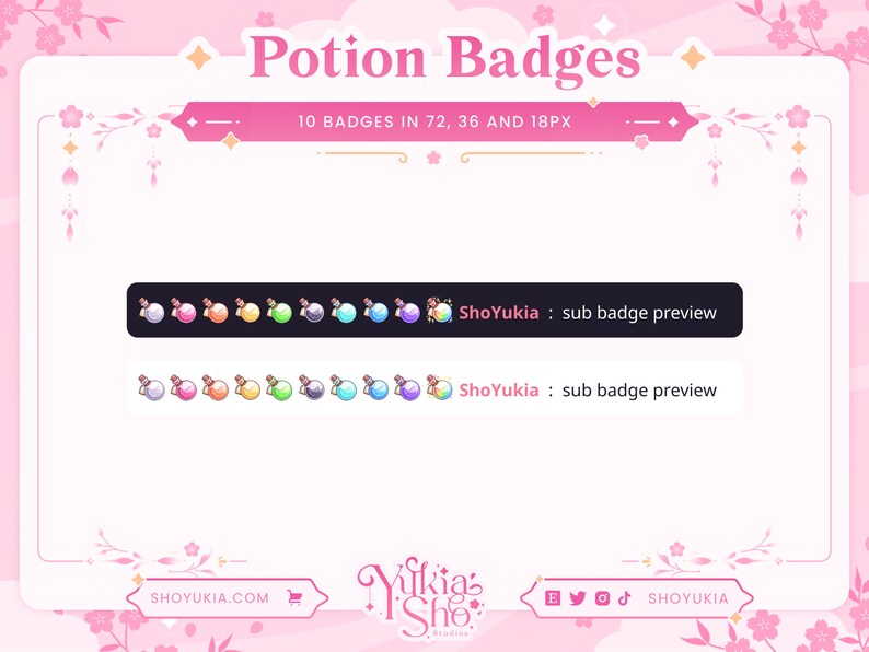 Potions Sub Badges für Twitch/YouTube/Kick/Discord Gebissabzeichen Twitch Sub Buttons Abonnenten Buttons Discord Rollen Bach Badges Bild 2