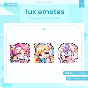 Lux Twitch Emote Pack | Cute LoL Emotes for Streamers, YouTube, Discord, Tiktok
