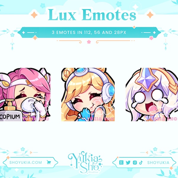 Lux Emote Set for Twitch/Discord/Youtube |  Custom Twitch Emotes | Discord Emotes  | Discord Stickers | Stream Emotes | Emote Pack
