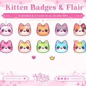 Kitten Sub Badges &  Sub Badge Flair for Twitch/YouTube | Bit Badges | Twitch Sub Badges  Badges | Discord Roles | Cute Sub Badges