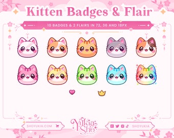 Kitten Sub Badges &  Sub Badge Flair for Twitch/YouTube | Bit Badges | Twitch Sub Badges  Badges | Discord Roles | Cute Sub Badges