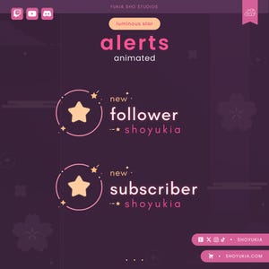 Luminous Star Animated  Stream Alerts (Pink) | Twitch & YouTube Stream Overlay Package