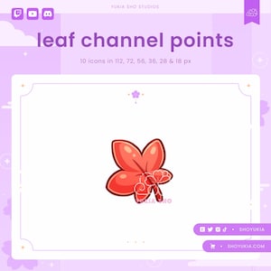 Leaf Twitch Channel Points Icon (Red)| Cute Emotes, Sub Badges for Streamers, YouTube & Discord Roles