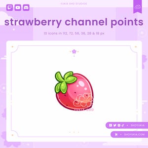 Strawberry Twitch Channel Points Icon | Cute Emotes, Sub Badges for Streamers, YouTube & Discord Roles