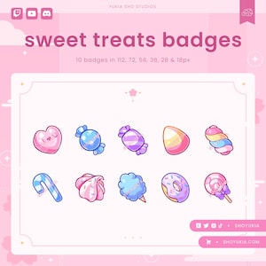 Sweet Treats Twitch Sub Badges | Cute Stream Badges, Bit Badges, Channel Points Icon, Emotes for Streamers, Discord & YouTube