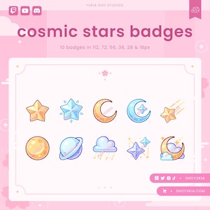 Cosmic Stars Twitch Sub Badges (Blue)  | Cute Stream Badges, Bit Badges, Channel Points Icon, Emotes for Streamers, Discord & YouTube