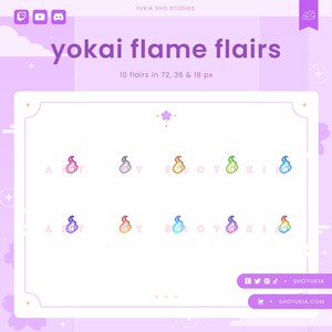 Yokai Flame Twitch Badge Flair | Tiered Sub Icons for Streamers