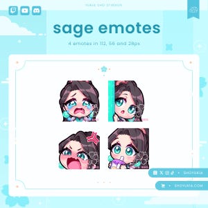 Sage Twitch Emote Pack | Cute Val Emotes for Streamers, YouTube, Discord, Tiktok
