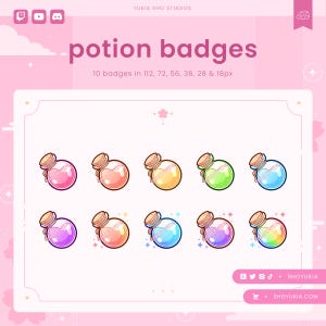 Potions Twitch Sub Badges  | Cute Stream Badges, Bit Badges, Channel Points Icon, Emotes for Streamers, Discord & YouTube