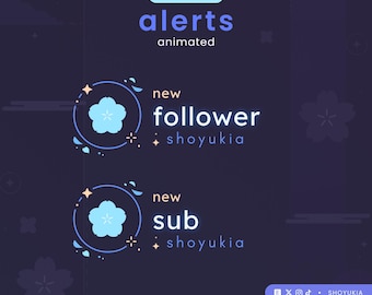 Fleeting Sakura Animated Stream Alerts (Blue) | Twitch Notification Pack