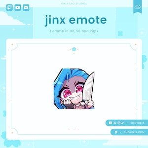 Jinx Knife Twitch Emote  | Cute LoL Emote Pack for Streamers, YouTube, Discord, Tiktok