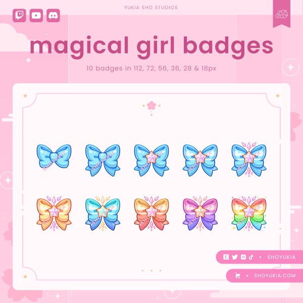 Twitch-subbadges: Magical Girl (blauw) | Bitbadges, kanaalpuntpictogrammen voor Discord en YouTube