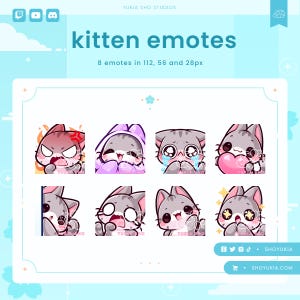 Twitch Emote Pack : Kitten  (Grey) | Cat Emotes for Discord, YouTube & TikTok