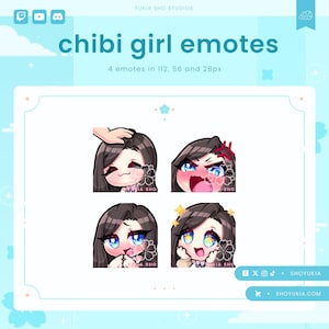 Chibi Girl Twitch Emote Pack (Set 2) | Cute Stream Emotes for YouTube, Discord & PNGTuber VTuber Assets