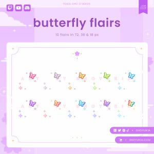 Butterfly Twitch Badge Flair | Cute Add-On Icons for Tiered Stream Sub Badges
