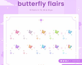 Schmetterling Twitch Badge Flair | Niedliche Add-On Icons für Tiered Stream Sub Badges