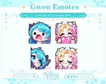 Gwen Emote Set for Twitch/Discord/Youtube |  Custom Twitch Emotes | Discord Emotes  | Discord Stickers | Stream Emotes | Emote Pack