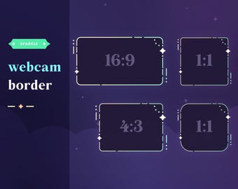 Twitch Webcam Frame : Sparkle  (Emerald) | Cam Border for YouTube, TikTok & Facebook Streamers