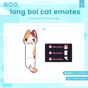 Twitch Emote: LongBoi Cat (Calico) | Kitten Emotes for Discord, YouTube & TikTok