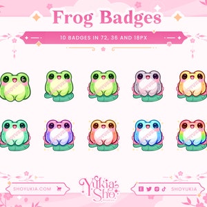 Kawaii Frog Sub Badges for Twitch/Youtube/Discord | Bit Badges | Twitch Sub Badges | Subscriber Badges | Discord Roles | Stream Badges