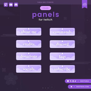 Bewölkt Lila Twitch Panels | 26 Lila Minimal ästhetische Panels für Twitch Streamer