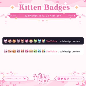 Kitten Sub Badges for Twitch/YouTube/Kick/Discord Bit Badges Twitch Sub Badges Subscriber Badges Discord Roles Twitch Graphics image 2