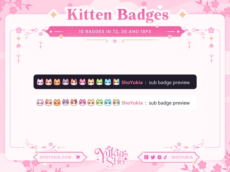 Kitten Sub Badges for Twitch/YouTube/Kick/Discord Bit Badges Twitch Sub Badges Subscriber Badges Discord Roles Twitch Graphics image 2