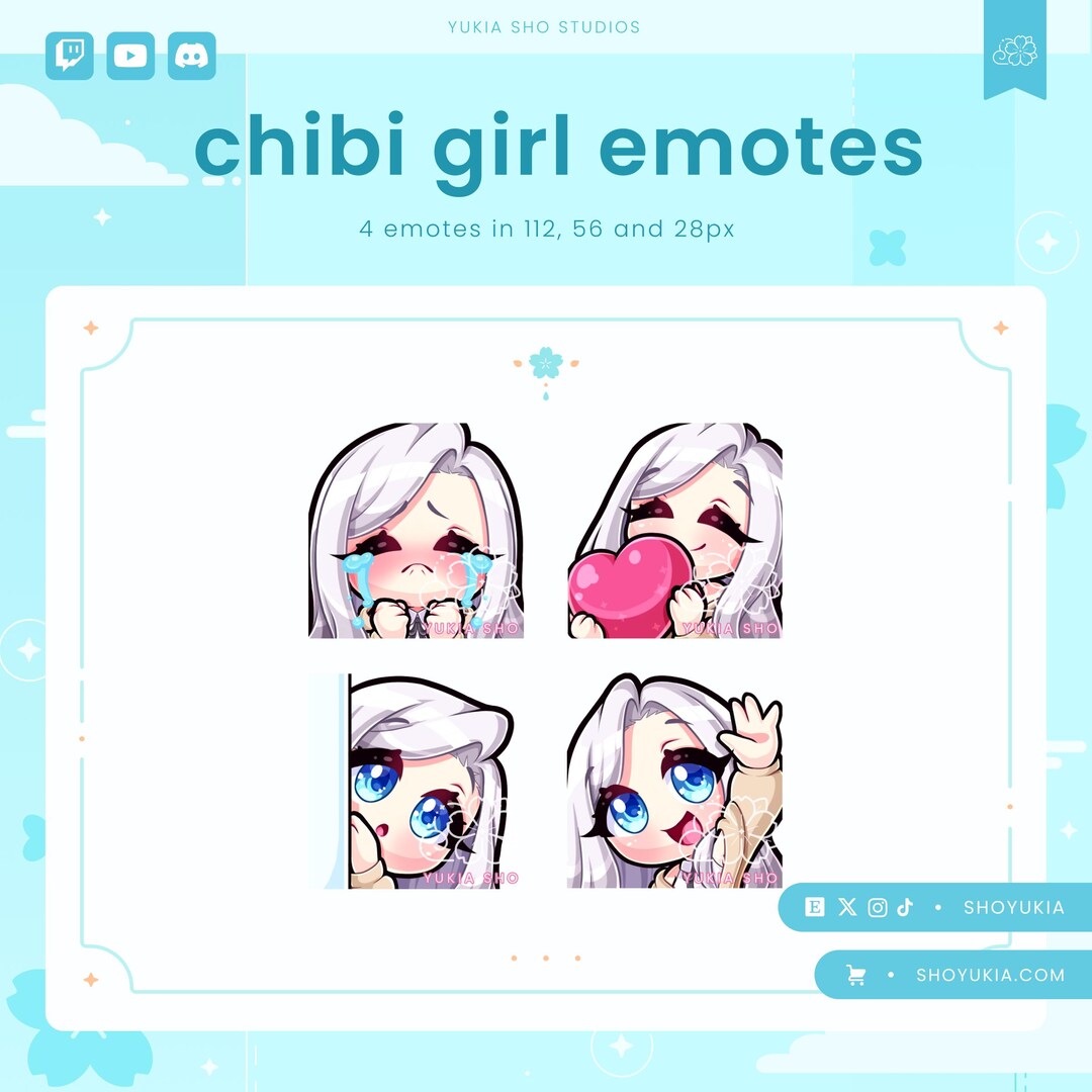 Chibi Emote Set (set 1) | Cute Twitch Emotes | Gaming | Girl Emotes ...