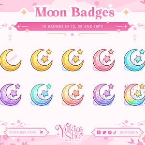 Moon Sub Badges for Twitch/YouTube/Kick/Discord | Bit Badges | Twitch Sub Badges | Subscriber Badges | Discord Roles | Stream Badges