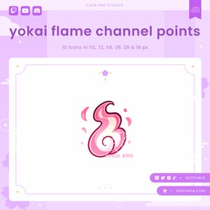 Twitch-kanalpunktsikon: Yokai Flame (rosa) | Streamer-emotes, prenumerationsmärken för Discord och YouTube