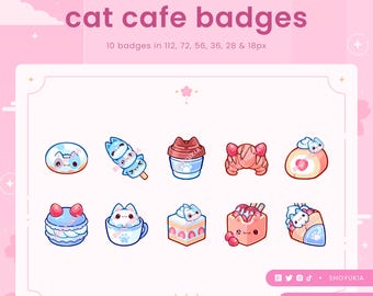 Cat Cafe  (Blue)  Twitch Sub Badges | Bit Badges & Channel Points for Discord