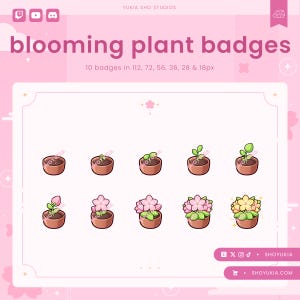 Twitch Sub Badges : Blooming Plant  (Pink) | Bit Badges, Channel Point Icons for Discord & YouTube