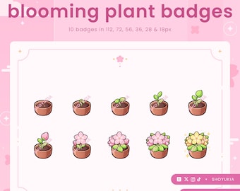 Blooming Plant  (Pink) Twitch Sub Badges | Bit Badges & Channel Points for Discord