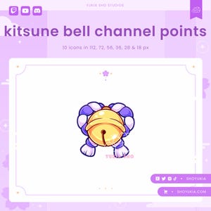 Kitsune Bell Twitch Channel Points Icon (Purple)| Cute Emotes, Sub Badges for Streamers, YouTube & Discord Roles