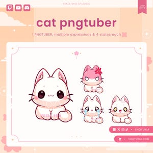 White Cat PNGTuber Model | Cute VTuber Avatar for Streaming, Twitch, YouTube, and Discord