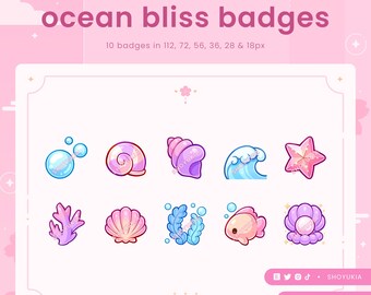 Twitch Sub Badges : Ocean Bliss  (Purple) | Bit Badges, Channel Point Icons for Discord & YouTube