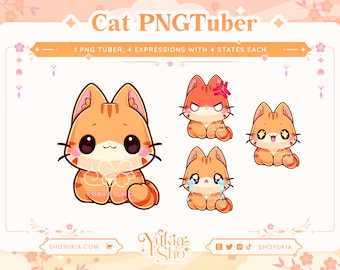 Tabby Cat PNGTuber Model for Twitch/YouTube | Vtuber Model | PNGTuber Twitch | Vtuber Assets | PNGTuber Premade | Cat Vtuber | Cute Vtuber