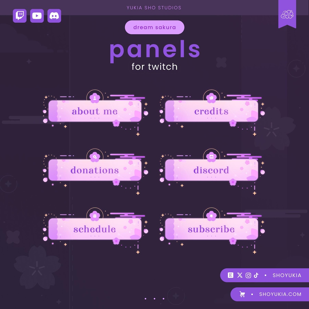 Dream Sakura (amethyst) Twitch Panels | Stream Graphics Pack - Etsy
