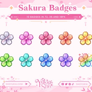 Sakura (Vibrant)Sub Badges for Twitch/YouTube/Discord | Bit Badges | Twitch Sub Badges | Subscriber Badges | Discord Roles | Stream Badges