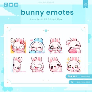 Bunny Twitch Emote Pack (White) | Cute Animal Emotes for Streamers, YouTube, Discord, Tiktok