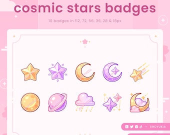 Cosmic Stars  (Purple) Twitch Sub Badges | Bit Badges & Channel Points for Discord