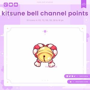 Kitsune Bell Twitch Channel Points Icon (Red)| Cute Emotes, Sub Badges for Streamers, YouTube & Discord Roles