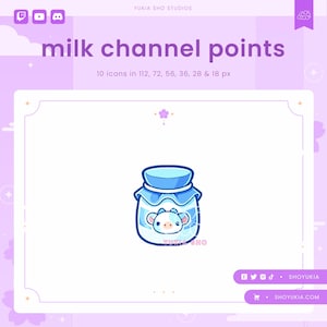 Milk Twitch-kanaalpuntenpictogram (blauw) | Leuke emotes, subbadges voor streamers, YouTube- en Discord-rollen