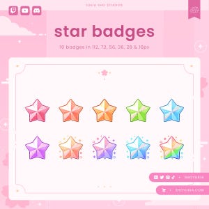 Star Twitch Sub Badges  | Cute Stream Badges, Bit Badges, Channel Points Icon, Emotes for Streamers, Discord & YouTube