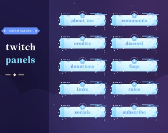 Dream Sakura (Azure) Twitch Panels [25] | Twitch Panel Cute | Custom Twitch Panel | Stream Pack | Stream Overlay | Twitch Graphics |