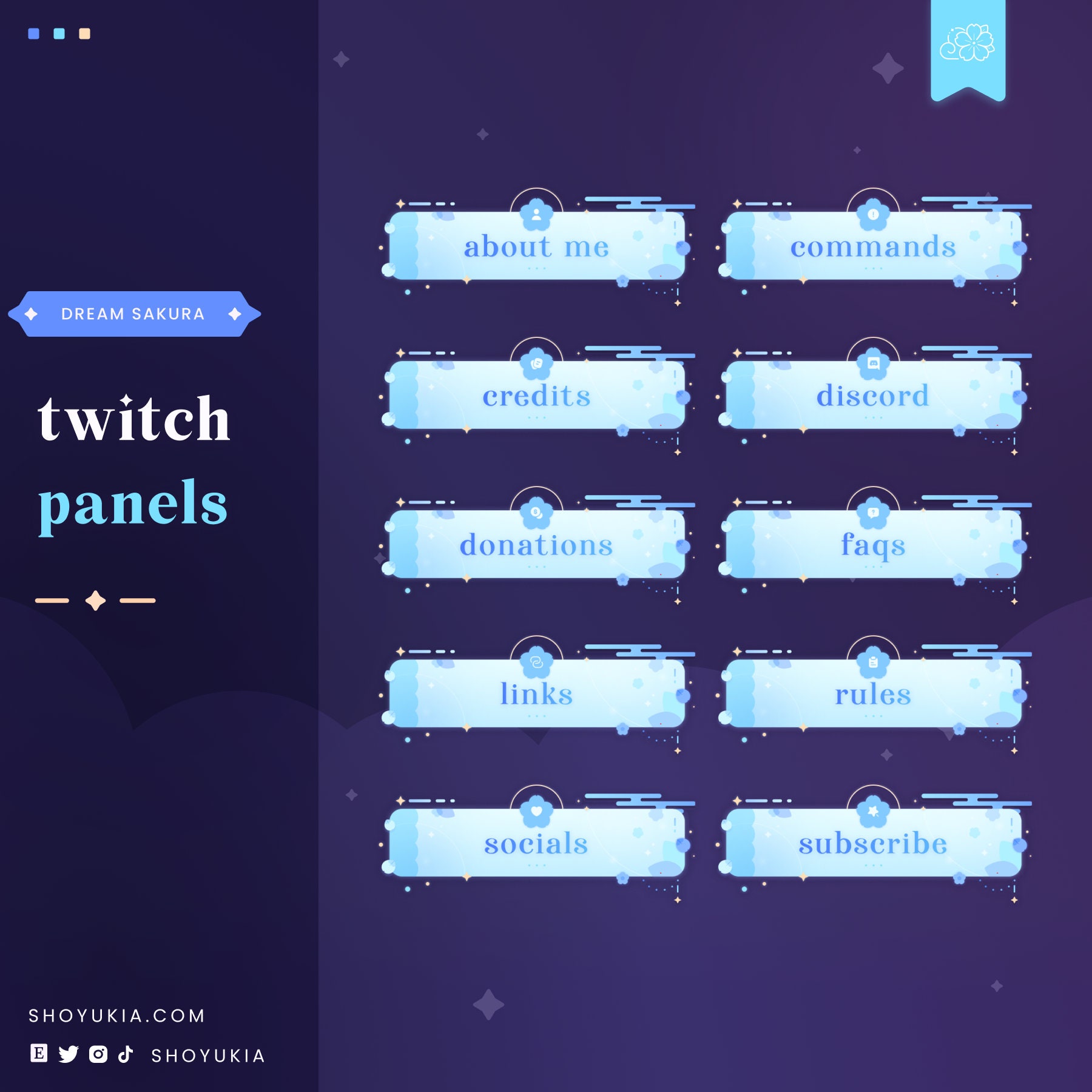 Dream Sakura azure Twitch Panels 25 Twitch Panel Cute Custom Twitch ...