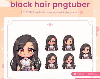 Female Chibi PNGTuber Avatar | VTuber Streamer Model for Twitch, Youtube