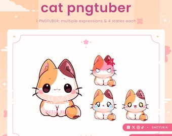 Calico Cat PNGtuber Model | Kawaii VTuber Avatar for Streaming