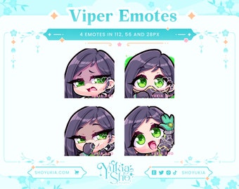 Viper Emote Set for Twitch/Discord/YouTube |  Custom Twitch Emotes | Cute Emotes | Discord Emotes | Discord Stickers | Stream Emotes