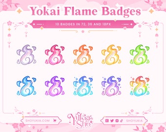 Yokai Flame Sub Badges for Twitch/YouTube/Kick/Discord | Bit Badges | Twitch Sub Badges | Subscriber Badges | Discord Roles | Stream Badges